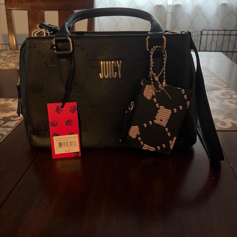 Juicy Couture Black Satchel with Gold Accents